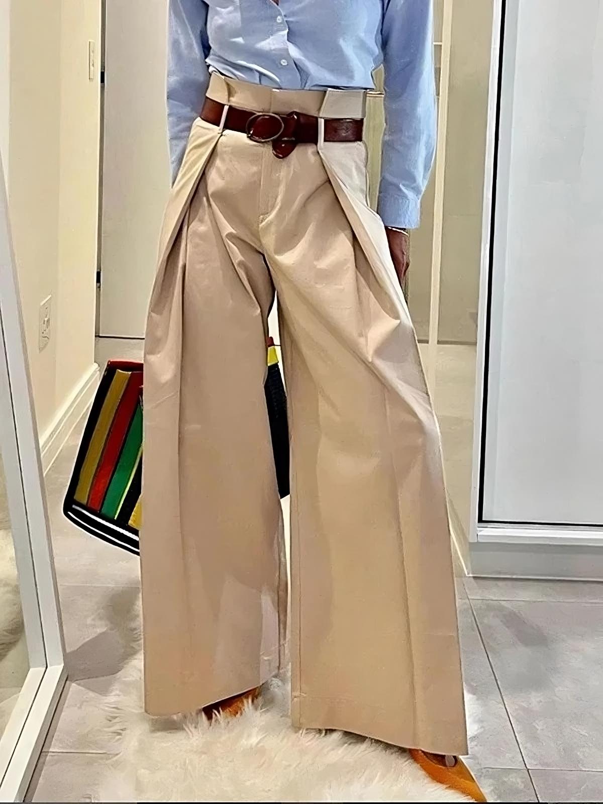 Maria Apricot – Wide-Leg and High Waist Trousers
